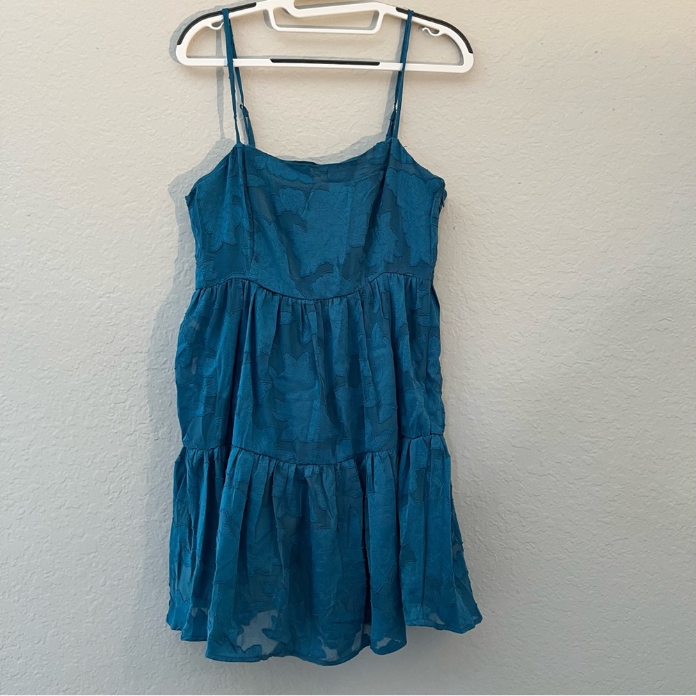 Forever 21 Teal Floral Tiered Mini Dress NWT Sz M